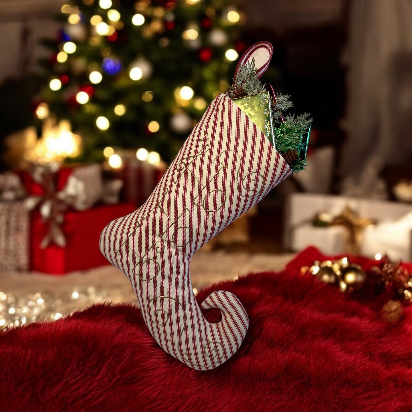 Venetian Stocking /vintage red