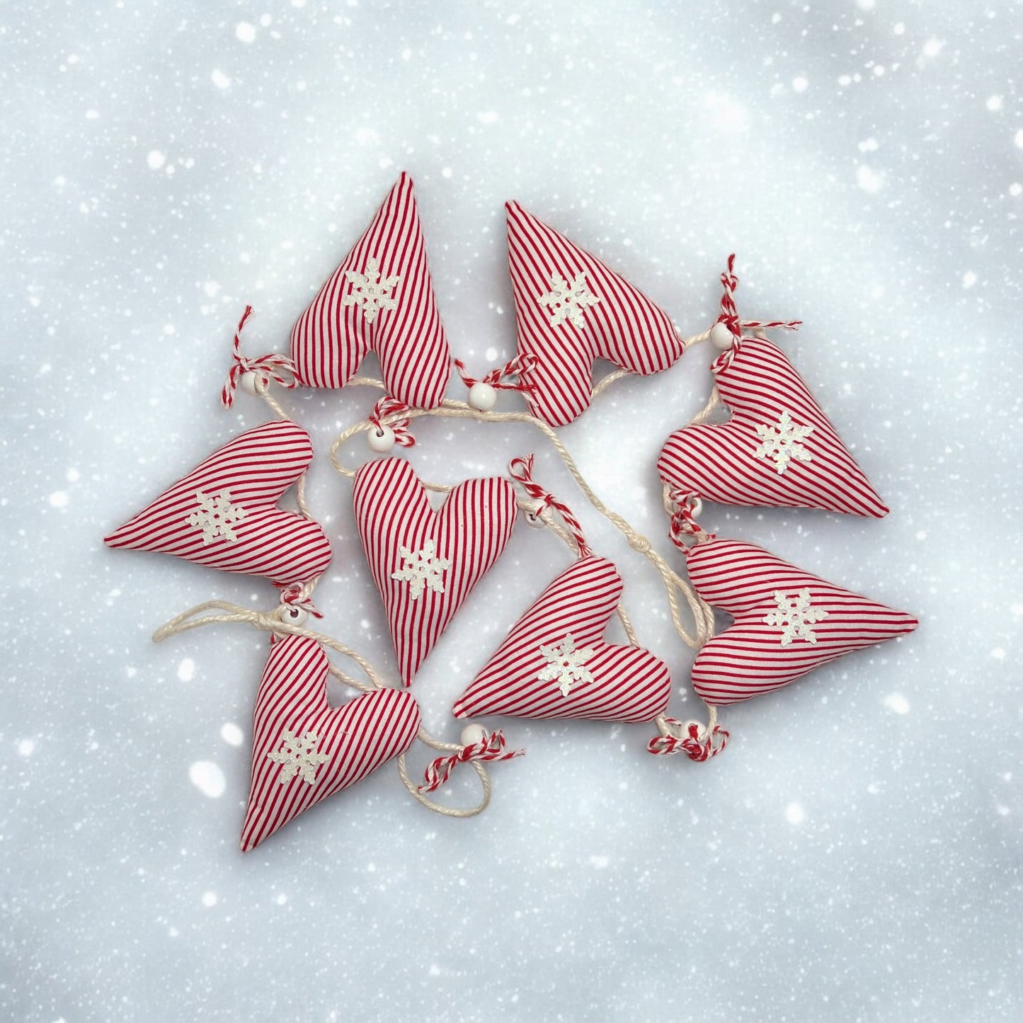 Puffy Hearts Christmas Garland /red-white
