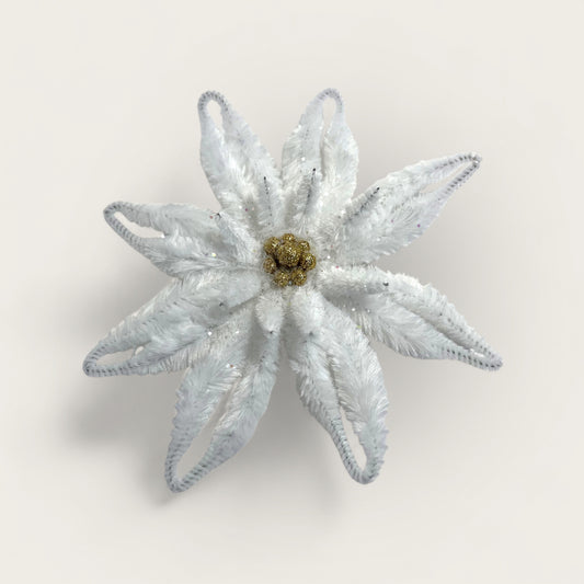 Chenille Poinsettia /white-gold
