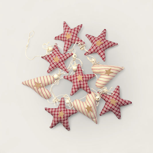 Puffy Hearts and Stars Christmas Garland /vintage