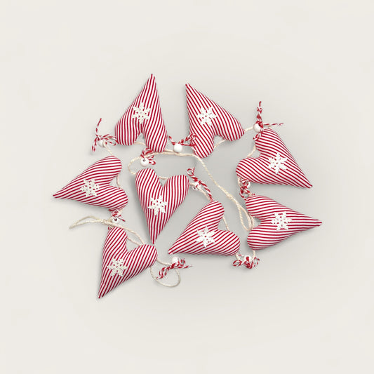 Puffy Hearts Christmas Garland /red-white