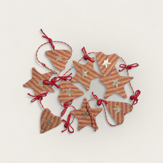 Vintage Hearts and Stars Christmas Garland