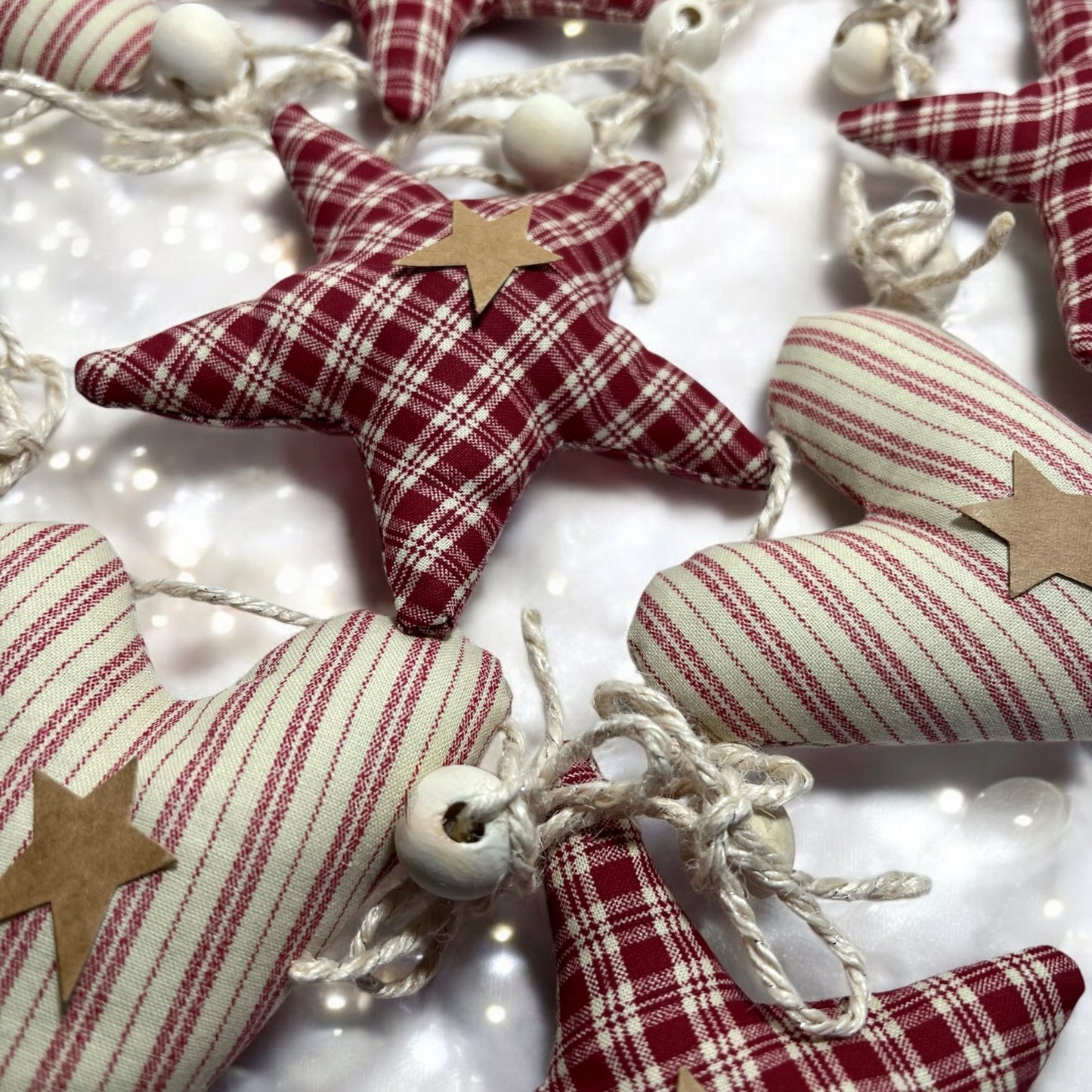 Puffy Hearts and Stars Christmas Garland /vintage